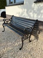 Tuinbank met gietijzeren pootjes met leeuwenkopjes, Tuin en Terras, Tuinbanken, Ophalen, Gebruikt, Hout