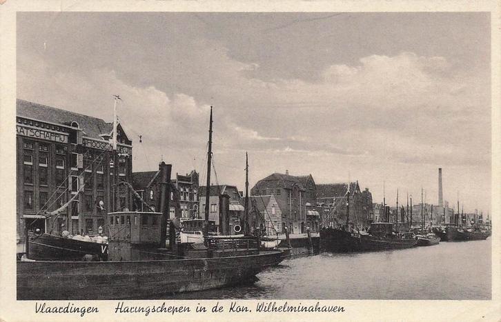 JM219 Vlaardingen Haringschepen Kon Wilhelminahaven 1942, Verzamelen, Ansichtkaarten | Nederland, Gelopen, Zuid-Holland, 1940 tot 1960