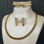 18k gouden rolex set ketting met armband oorbellen