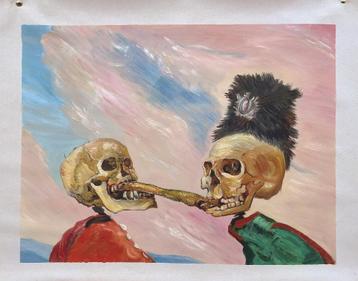 Replica van Ensor: Skeletten bekvechtend om een bokking beschikbaar voor biedingen