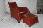 Originele Montis Gerard vd Berg Leren Loge Fauteuil + Hocker, Huis en Inrichting, Fauteuils, Ophalen, Design Klassieker, Steenstraat 2 Dongen