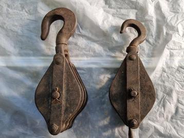 Vintage katrol, 2 en 3 liers, zware kwaliteit  GS&Co beschikbaar voor biedingen
