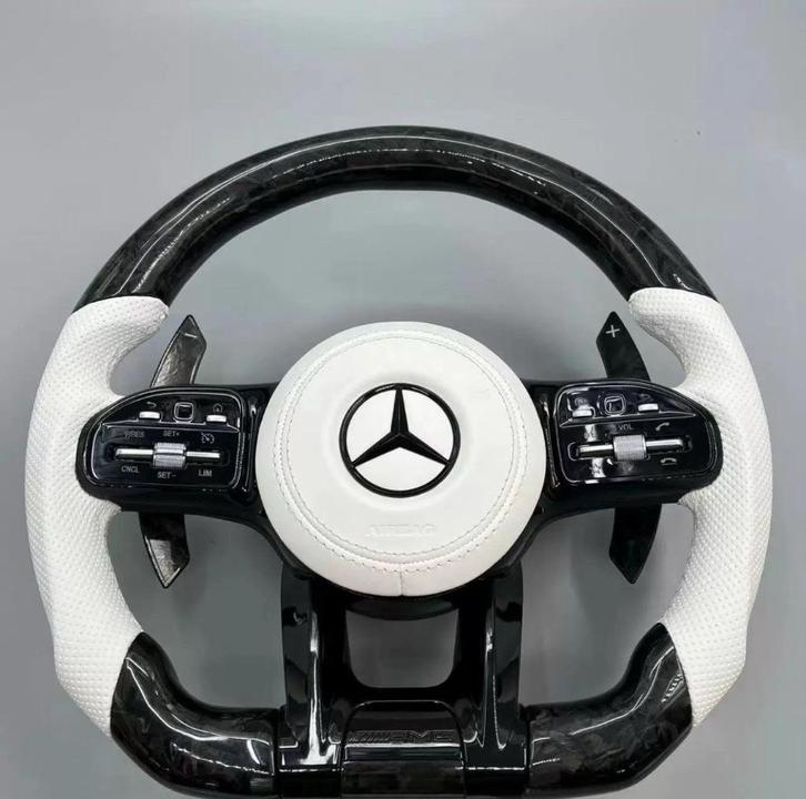 Mercedes stuur forged carbon wit leer compleet AMG DIK, Auto diversen, Tuning en Styling, Ophalen of Verzenden
