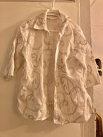 Vintage witte blouse top kabel grafisch zilverkleur maat 44, Kleding | Dames, Maat 42/44 (L), Vintage, Ophalen of Verzenden, Wit