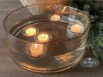 Glazen windlicht bubbles laag model stoer sober landelijk, Verzenden, Nieuw