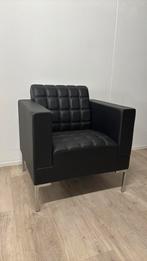 Zwart lederen fauteuil Canapé, Huis en Inrichting, Ophalen, Nieuw, 50 tot 75 cm, Leer