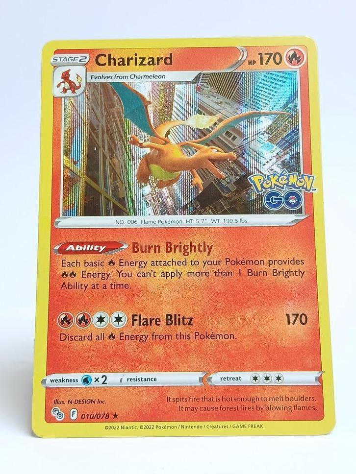 Pokémon - GO - Charizard - 010/078 - Holo, Hobby en Vrije tijd, Verzamelkaartspellen | Pokémon, Zo goed als nieuw, Losse kaart