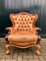 Gave cognac leren Chesterfield fauteuil, Huis en Inrichting, Fauteuils, Ophalen, Gebruikt, 75 tot 100 cm