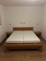 MOET WEG! 2 persoons eiken houen bed incl. twee nachtkastjes, Ophalen, Tweepersoons, Zo goed als nieuw, 200 cm