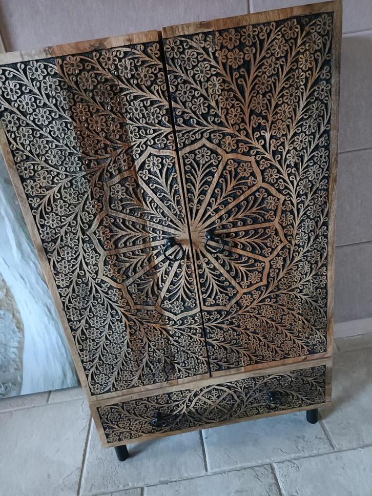 Mooie mango houten kast, bohemien/japandi stijl, Huis en Inrichting, Kasten | Boekenkasten, Gebruikt, Ophalen