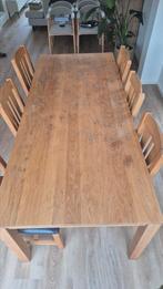 Eettafel met 6 stoelen, Ophalen, Gebruikt, Eikenhout, 200 cm of meer