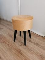Kruk bijzettafel poef velvet met opbergruimte, Huis en Inrichting, Krukjes, Ophalen, Zo goed als nieuw, Hout