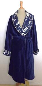 Chique fluweel look donkerblauwe badjas van Cawo! 40, Kleding | Dames, Pyjama's, Verzenden, Zo goed als nieuw, Maat 38/40 (M)