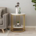Tafel - Salontafels - Round Side Table - 2-Tier Marble Coffe, -, Verzenden, -, Nieuw