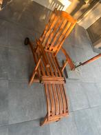Teakhouten deckchair met wielen, Tuin en Terras, Tuinstoelen, Ophalen, Gebruikt, Hout, Inklapbaar