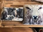 2 schaapjes kussens, zwart/wit/grijs zachte stof, Ophalen of Verzenden, Vierkant