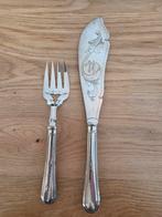 Antiek zilveren vis serveerset, mes en vork, Ophalen of Verzenden