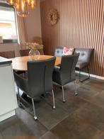 Vier eetkamer stoelen antraciet leer, Leer, Ophalen of Verzenden, Zo goed als nieuw, Vier