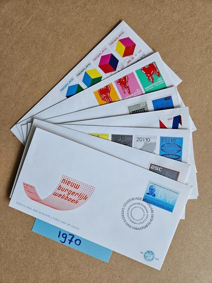 FDC JAAR 1970 - COMPLEET - 8 EERSTE DAG ENVELOPPEN, Postzegels en Munten, Postzegels | Eerstedagenveloppen, Onbeschreven, Nederland