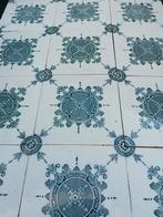 Set van 50 antieke wandtegels met donkergroen decor 15x15cm, Ophalen