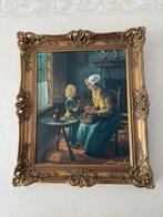Prachtig schilderij gesigneerd P. Sanders van moeder en kind, Antiek en Kunst, Ophalen of Verzenden