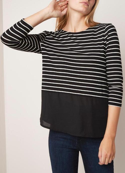 Warehouse peplum top blouse zwart wit met streepdessin 38, Kleding | Dames, Blouses en Tunieken, Nieuw, Maat 38/40 (M), Zwart
