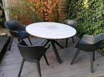 Mooie tuinset incl parasol voet, Ophalen, Zo goed als nieuw, Aluminium, Tuinset