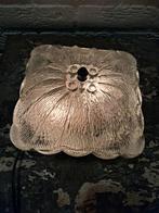 Vintage Dik Glazen Vierkante Plafondlamp bloemmotief, Ophalen of Verzenden, Gebruikt, Glas, Vintage
