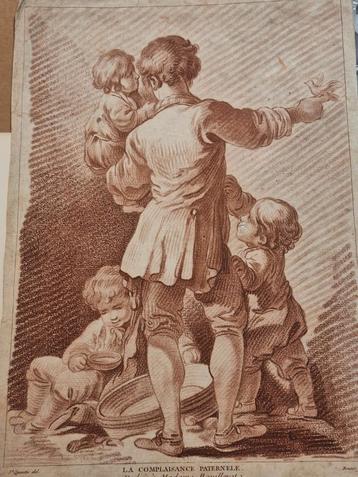 Oude Gravure: La Complaisance Paternelle beschikbaar voor biedingen
