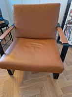 2 Montel Leren Fauteuils - Cognac/Zwart, Huis en Inrichting, Fauteuils, Ophalen of Verzenden