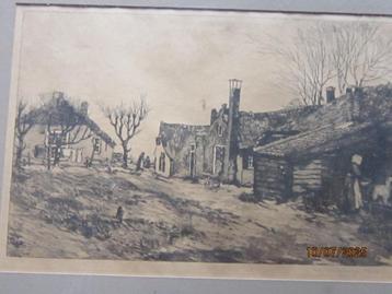 Hendr. WEEGEWIJS, 1875, Mooie Landsch. ets met personen beschikbaar voor biedingen