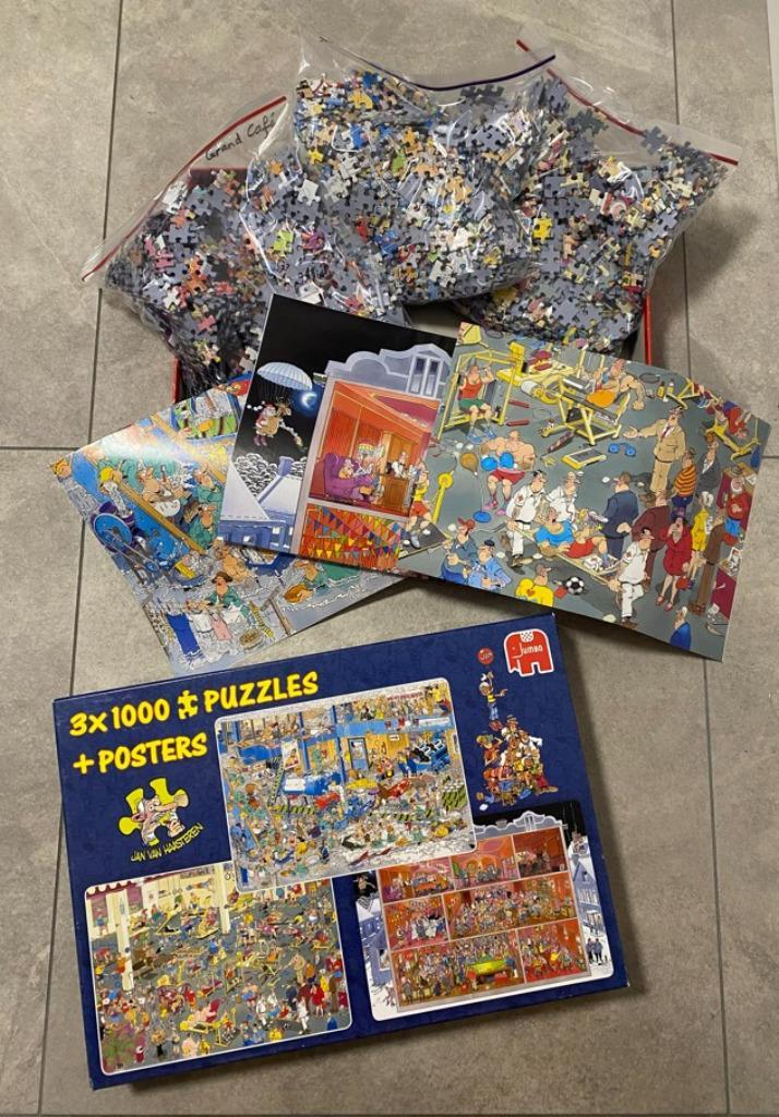 3in1 Puzzels - Jan van Haasteren 81120, Hobby en Vrije tijd, Denksport en Puzzels, Zo goed als nieuw, Legpuzzel, Meer dan 1500 stukjes