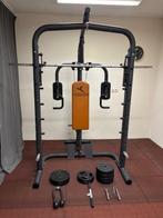 Multifunctionele Smith machine incl gewichten in prima staat, Sport en Fitness, Fitnessapparatuur, Ophalen, Benen, Gebruikt, Krachtstation