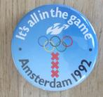 button it's all in the game Amsterdam 1992 olympische spelen, Ophalen of Verzenden, Gebruikt, Sport, Button