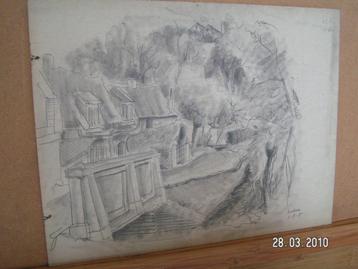 Hubert Bekman begraafplaats kerkrade potlood tekening beschikbaar voor biedingen