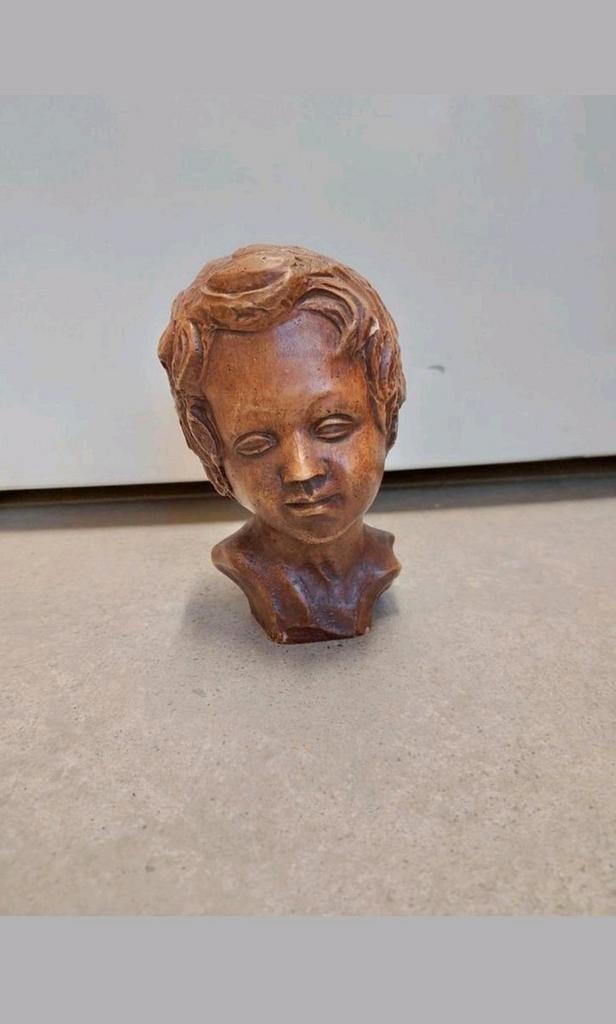 Antiek Buste van kind / Kinderhoofd. Gemerkt, Antiek en Kunst, Kunst | Beelden en Houtsnijwerken, Ophalen of Verzenden