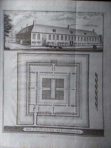 11 / Het Pest-huys  Leyden - Leiden Gravure uit 1762 beschikbaar voor biedingen