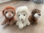 Set van drie leeuwen- en tijgerknuffeltjes, Ophalen of Verzenden, Zo goed als nieuw, Overige typen
