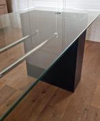 eettafel met glazen blad, Huis en Inrichting, Tafels | Salontafels, Ophalen, Gebruikt, 50 tot 100 cm, Rechthoekig