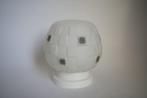 vintage plafondlamp opaline glas jaren '50 wit zwart reliëf, Ophalen of Verzenden, Gebruikt, Glas, Vintage