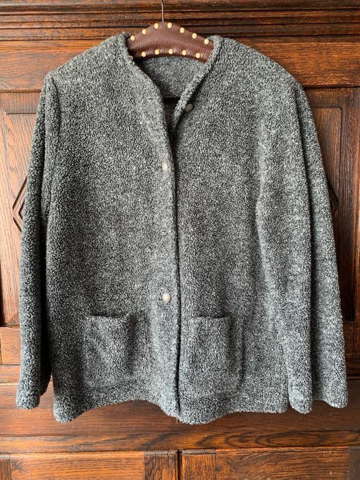 Grijs gemeleerd vest leuke knopen en voorzakken; oto 58 cm, Kleding | Dames, Grote Maten, Zo goed als nieuw, Trui of Vest, Grijs