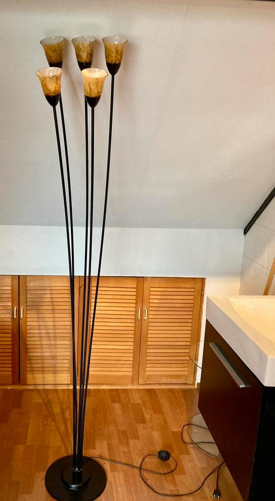 Vintage in Art Deco stijl staande vuurpijlen lamp, Huis en Inrichting, Lampen | Vloerlampen, Zo goed als nieuw, 150 tot 200 cm