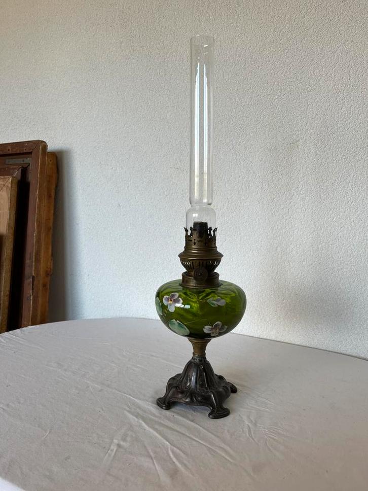 Antieke Oude Olielamp Petroleumlamp Petroleum Olie Lamp, Antiek en Kunst, Antiek | Lampen, Ophalen of Verzenden