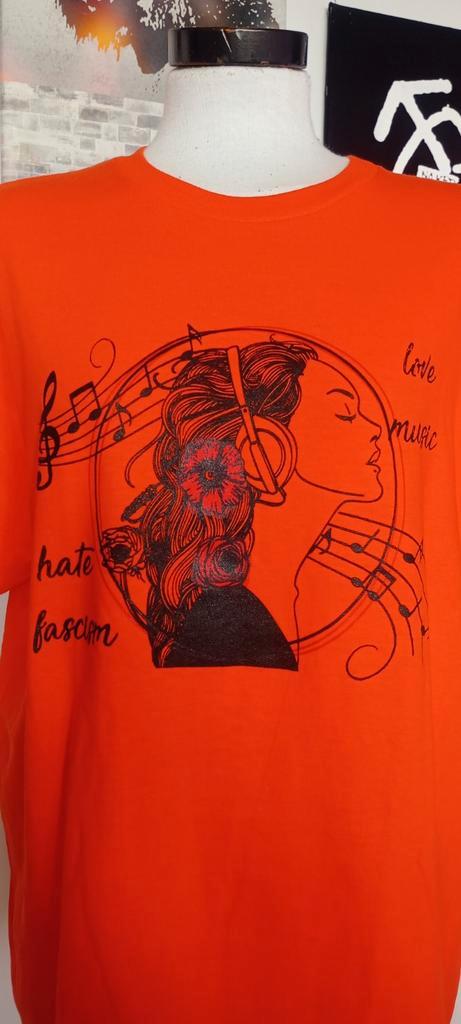 Love Music - Hate Fascism, Kleding | Dames, T-shirts, Nieuw, Oranje, Korte mouw, Ophalen of Verzenden