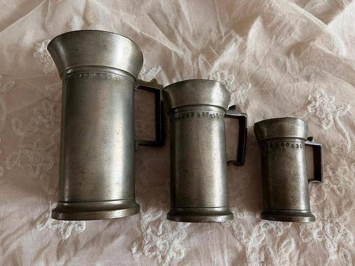 Set van 3 tinnen maatbeker, Antiek en Kunst, Antiek | Tin, Ophalen