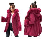 Bordeaux dames winterjas met bont – luxe en warm, Verzenden, SH FAMILY THANH SON NGUYEN Aleja Krakowska 109 02-180 Warszawa, Polska