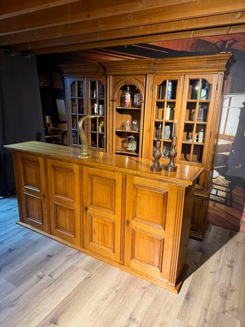 Luifelbar set koper antiek bruin cafe kroeg bar hout toog beschikbaar voor biedingen
