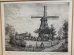 Zicht op molen - ets van Rian Doedijns nr. 32/250, Antiek en Kunst, Kunst | Etsen en Gravures, Ophalen of Verzenden