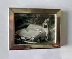 Vintage klein zilverkleurig fotolijstje met vintage foto, Ophalen of Verzenden