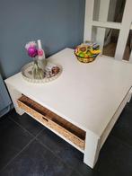 Witte houten salontafel met opbergruimte, Huis en Inrichting, Ophalen, Gebruikt, 100 tot 150 cm, 50 tot 100 cm